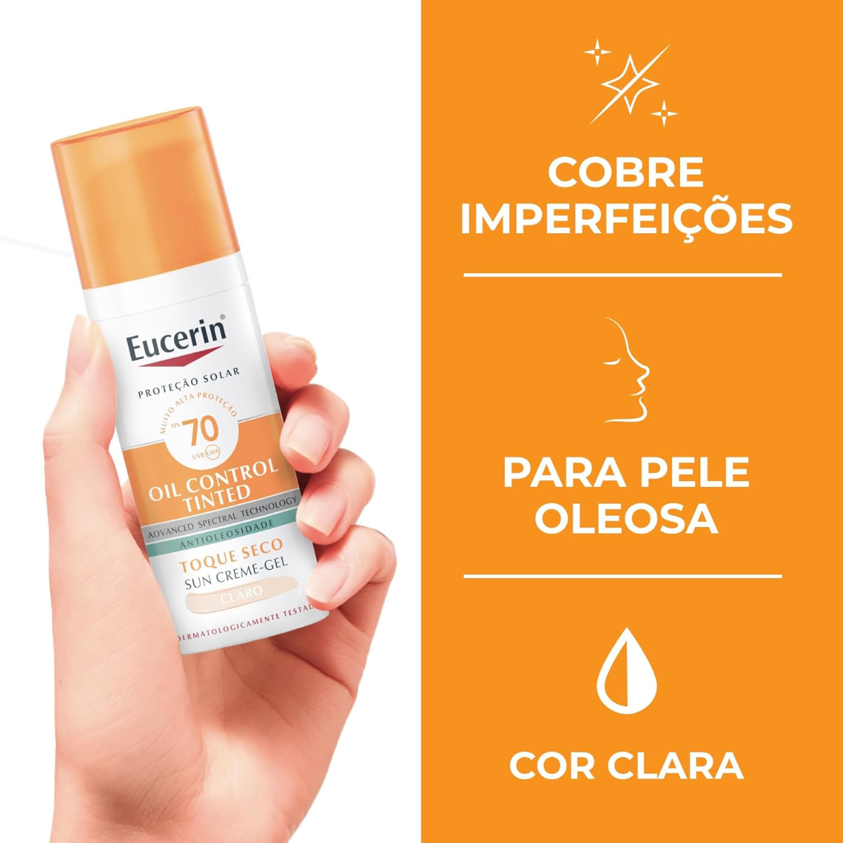 Sun Oil Control Creme Facial Tinted Claro FPS 70 50ml