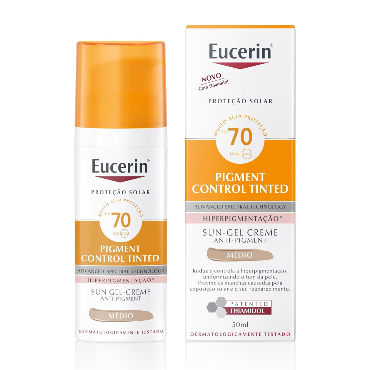 Sun Pigment Control Protetor Solar Facial Tinted Médio FPS 70 50ml